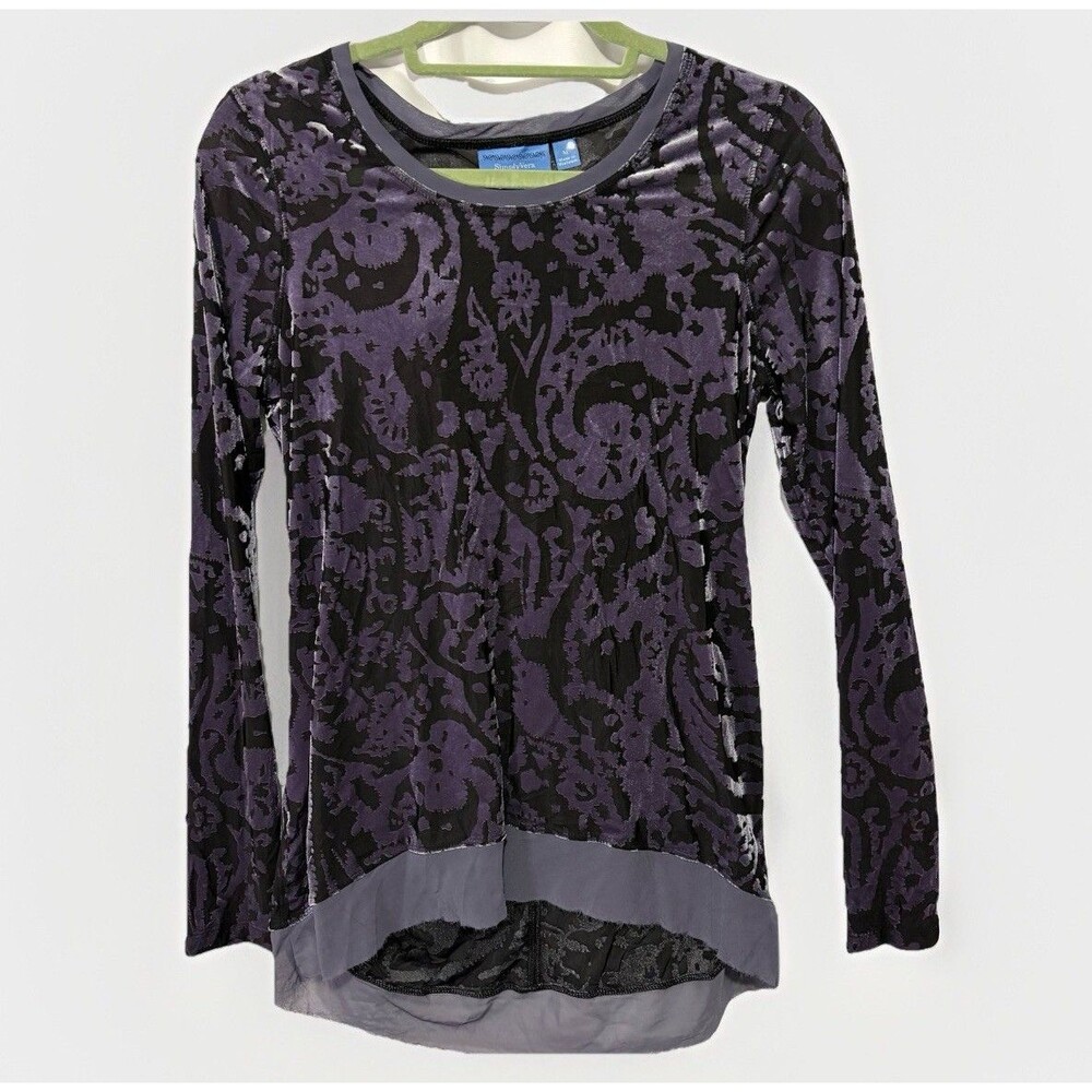 Simply Vera Wang Womens Whimsigoth Velvet Burnout Top Size M Purple Fairy Grunge